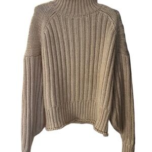 H&M Beige Chunky Knit Turtleneck Sweater